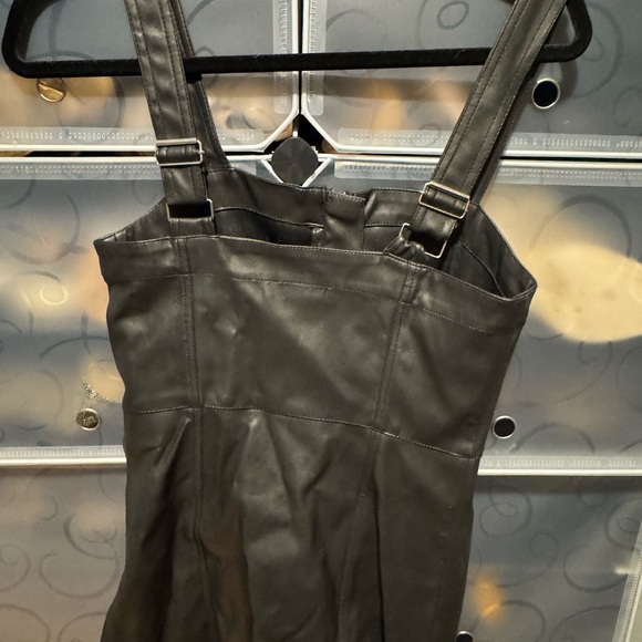 Leather Zip Black Mini Dress - Picture 3 of 3